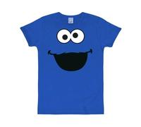 Logoshirt® Sesamstrasse I Krümelmonster I Gesicht I T-Shirt Print I Damen & Herren I kurzärmlig I blau I Lizenziertes Originaldesign I Größe XL