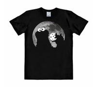 T-Shirt LOGOSHIRT "Sesamstrasse - Krümelmonster Mond", Herren, Gr. XS, schwarz, 100% Baumwolle, unifarben, normal, Rundhals, Shirts T-Shirt, mit coolem Print (39474600-XS) schwarz