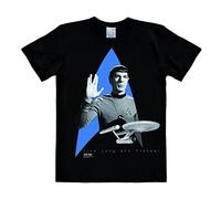 T-Shirt LOGOSHIRT "Spock", Herren, Gr. M, schwarz, 100% Baumwolle, bedruckt, casual, normal, Rundhals, Kurzarm, Shirts, mit coolem Frontdruck (87920607-M) schwarz