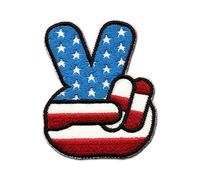 Logoshirt®️ Symbol I Victory I Patch I Aufnäher I zum Aufbügeln I Bügelflicken I Applikation Kleidung I 5,5x7 cm I bestickt I rot I Lizenziertes Originaldesign