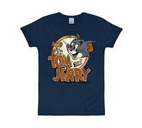 Logoshirt® Tom und Jerry I Logo I T-Shirt Print I Damen & Herren I kurzärmlig I dunkelblau I Lizenziertes Originaldesign I Größe XXL