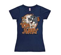 Logoshirt® Tom und Jerry I Logo I T-Shirt Print I Damen I kurzärmlig I dunkelblau I Lizenziertes Originaldesign I Größe S