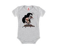 Logoshirt® TV I Der kleine Maulwurf I Hügel I Baby Body Print I Kurzarm I Kleinkind I Mädchen & Jungen I grau I Lizenziertes Originaldesign I Größe 98/104