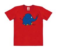 Logoshirt®️ TV I Die Sendung mit der Maus I Elefant I Törö I Bio T-Shirt Print I Kinder I Mädchen & Jungen I kurzärmlig I rot I Lizenziertes Originaldesign I Größe 104