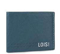 Lois - Herren Geldbörse Echtleder RFID Schutz - Herren Leder Geldbörse Klein oder Groß - Portemonnaie Herren Echtleder mit Kartenfächern, Blau-Grau