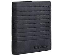 Lois - Herren Geldbörse Echtleder RFID Schutz - Herren Leder Geldbörse Klein oder Groß - Portemonnaie Herren Echtleder mit Kartenfächern, Schwarz