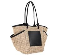 Lois - Korbtaschen Damen, Strohtaschen Damen, Strandtasche Stroh, Korbtasche Geflochten, Strandtasche Geflochten - Stilvoller Begleiter für den Sommer, Schwarz