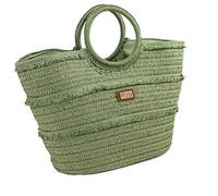 Lois - Korbtaschen Damen, Strohtaschen Damen, Strandtasche Stroh, Korbtasche Geflochten, Strandtasche Geflochten - Stilvoller Begleiter für den Sommer, Grün