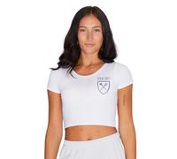 Lojobands Damen Tailgate Outfit College Fitted Cropped Tee Crop Top Made in USA One Size Fits Most, Emory Eagles - Weiß, Einheitsgröße