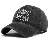 LOKIDVE Damen Baseballmütze mit gesticktem Hund und Mama, gewaschener Baumwolle - Schwarz - Einheitsgröße