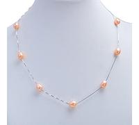 LOKILOKI 925 Sterling Silber Halskette 7-8mm Echte Natürliche Süßwasser Perlenkette Weiße Perle Schmuck Für Frauen Geschenke