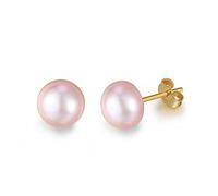 LOKILOKI Echte Süßwasserperlen Ohrstecker Frauen 8mm Weiß Rosa Perlen 925 Sterling Silber Weibliche Party Schmuck