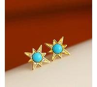 LOKILOKI Einzigartiger Kreativer Sechszackiger Stern Mit Eingelegten Türkisohrringen Trend Exquisiter Einfacher Persönlichkeit Damenschmuck