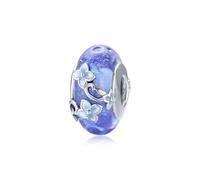 LOKILOKI Hortensien 925 Sterling Silber Katze Elf Runde Blaue Blume Glasperle Fee Hoffnung Anhänger Charms Schmuckherstellung DIY