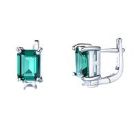 LOKILOKI Solide Echte 925 Sterling Silber Ohrringe Edelstein Erstellt Smaragd Ohrclips Für Weibliche Hochzeitsgeschenke Edlen Schmuck