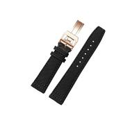 LOKLNEYK Canvas-Uhrenarmband for Mido Navigator Polo M026.830.18.091.00, wasserdicht, schweißfest, weiches, bequemes Lederarmband, 21 mm, Herren(Black-rose gold-B)