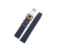 LOKLNEYK Canvas-Uhrenarmband for Mido Navigator Polo M026.830.18.091.00, wasserdicht, schweißfest, weiches, bequemes Lederarmband, 21 mm, Herren(Blue-rose gold-B)