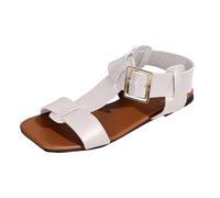LOKLNEYK Hausschuhe Damen, Plateau Sandalen Damen Sportsandalen Elegant Sandaletten Bequem Keilabsatz Boho Treckingsandalen Bequeme Breite Füße Leichte Glitzer Latschen Slipper Kleidung 2#weiß 43