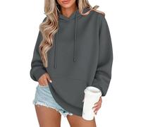 LOKLNEYK Hoodie Damen - Palm Puff Hoodie Langes Print Hoody Jogginganzug Kapuzenshirt Wander Langarm Longsweatshirts Fall Halloween Weißes Bekleidung 2#dunkelgrau XL