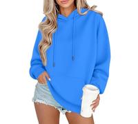 LOKLNEYK Hoodie Damen - Sweatshirt Für Damen Langes Wander Kapuzenshirt Winter Longsweatshirts Fall Oversize Hoody Gym Halloween Print Bekleidung 2#blau XXL