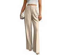 LOKLNEYK Hosen Damen Stoffhose Damen Relaxhose Baggy Bundfaltenhose Sommer Sexy Lounge Flatterhose Elegant Weites Bein Casual Gemütliche Pants Weite Wohlfühlhose Kleidung 2#Khaki M