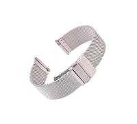 LOKLNEYK Mesh Milanese Loop Uhrenarmband Edelstahl Silber Schwarz Armbanduhrenarmband Faltschließe 16mm 18mm 20mm 22mm 24mm(Silver,22mm)
