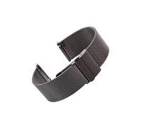LOKLNEYK Mesh Milanese Loop Uhrenarmband Edelstahl Silber Schwarz Armbanduhrenarmband Faltschließe 16mm 18mm 20mm 22mm 24mm(Black,18mm)