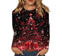 LOKLNEYK Weihnachtspulli Damen Winterpullover Damen Große Größen Elegant Bluse Weihnachtskleidung Sexy Sweatshirt Strick Glitzer Pulli Ugly Christmas Sweater Oversize Oberteil Kleidung 3#Wein XL