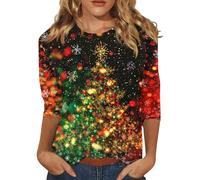 LOKLNEYK Weihnachtspulli Damen Winterpullover Damen Weihnachtsshirt Glitzer Bluse Weihnachtskleidung Elegant Oberteil Jumper Sexy Sweatshirt Weihnachtsoutfit Xmas Pulli Kleidung 16#dunkelgrün L