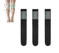 LOKORI 3 Stück Pearl Moon Ionische Korrektur Lymphatische Entgiftung Lange Röhren-Seidenstrümpfe, Kniestrümpfe, Beifuß-Akupressur-Shaping-Stretch-Socken (Color : Black, Size : One Size)