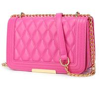 lola mae Crossbody-Taschen für Damen, modische gesteppte Schulter-Geldbörse mit umwandelbarem Kettenriemen, klassische Umhängetasche, Fuchsia-716, Small