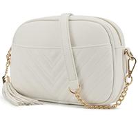 lola mae Gesteppte Umhängetasche, trendiges Design Schultertasche, Weiss/opulenter Garten