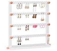 Lolalet 4 Tier Schmuckständer Ohrringhalter, 72 Löcher Ohrring Ständer Organizer aus Holz Ohrstecker Ohrschmuck-Display Schmuckaufbewahrung Schmuckhalter für Ohrringe Ohrstecker Ohrhänger -Weiß