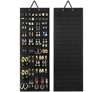 Lolalet Hängender Ohrring Organizer mit 20 Haken und 608 Löcher für Ohrringe, jewelry organizer Schmuckaufbewahrung Wand Ohrringe Kleiderbügel Piercing Ohrring Aufbewahrung - Schwarz, 1 Stück