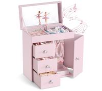 Lolalet Musik Schmuckkästchen Mädchen mit Spieluhr Ballerina | Große Schmuckschatulle mit Schubladen, Kinder Schmuckbox, Geschenk für Mädchen