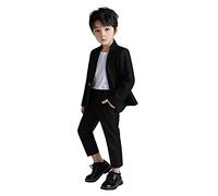 LOLANTA 2-teiliges Jungen festlichen Anzug Set, Kinder Blazer & Hosen Outfit, Freizeitkleidung oder Hochzeitskleid, Schwarz, 7-8 Jahre, 130