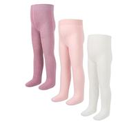 LOLANTA 3er Pack Mädchen Baby Strickstrumpfhosen, Gerippte Wärmende Pantyhose für Schule, Alltag und Herbst/Winter, Weiß/Hellrosa/Hellviolett, 8-10 Jahre, XXL
