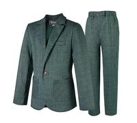 LOLANTA Kinder Karierter Anzug, 2-teiliges festliches Set für Jungen, Blazer und Hose, Hochzeits-Party-Outfits, Abschlussball-Anlasskleidung, Grün, 12-13 Years, 170