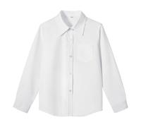 LOLANTA Mädchen Hemd mit Stehkragen und Brusttasche, Schuluniform-Bluse, Langarm, Fleckschutz, Weiß, 9-10 Jahre, 140