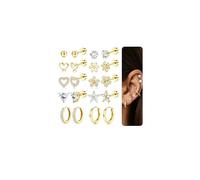 LOLIAS 10 Paar Gold Creolen Ohrringe Set Chirurgenstahl Ohrstecker Damen