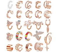 LOLIAS 24 Stück Gold Ear Cuff Ohrklemme Ohrringe Damen Kleine Creolen Ohrstecker Fake Earrings Helix Knorpel 18K Vergoldet Hypoallergene Manschette Ohr Clips Helix Pircings