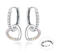 LOLIAS 925 Sterling Silver Stern Ohrringe Ohrhänger Baumeln für Damen Mädchen Bunte Funkelnde Schmetterlings Herz CZ Charme Kleine Tropfenohrringe Hypoallergene Silber Huggie Creolen