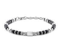 LOLIAS Armband Herren Perlenarmband Damen Obsidian Edelstein Armbänder Edelstahl Armband Beste Freundin Damen Geschenke Schmuck Armband Silber 4MM