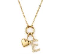 LOLIAS Gold Herz Kette mit Buchstaben Damen, 18K Vergoldete Edelstahl Initialen Kette E mit Zirkonia Anhänger, Schmuck Geschenk für Frauen Teenager Mädchen und Freundin
