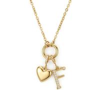 LOLIAS Gold Herz Kette mit Buchstaben Damen, 18K Vergoldete Edelstahl Initialen Kette F mit Zirkonia Anhänger, Schmuck Geschenk für Frauen Teenager Mädchen und Freundin