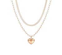 LOLIAS Kette Damen Layered Kette mit Herz Anhänger Rosegold PlatedZarte Mehrreihige Halskette Hypoallergene Schmuckset