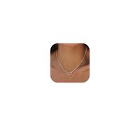 LOLIAS Kette Gold Damen Halskette Anhänger 14K Gold Choker Halsketten CZ Silberne Halskette Doppelte Büroklammer Anhänger Kette für Damen Mädchen