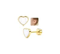 LOLIAS Titan Medizinische Ohrstecker Kinder Ohrringe Mädchen Hypoallergene | Süße Herz Gesundheitsstecker Ohrringe Damen 14K Gold Kleine Pailletten Geschenke Mädchen Knorpel Tragus Ohr Piercing