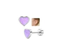 LOLIAS Titan Medizinische Ohrstecker Kinder Ohrringe Mädchen Hypoallergene | Süße Herz Gesundheitsstecker Ohrringe Damen 14K Gold Kleine Pailletten Geschenke Mädchen Knorpel Tragus Ohr Piercing
