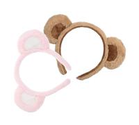 LOLIPPYY 2 Stück Verstellbares Plüsch Haarband mit Bärenohren für Damen und Weiches Elastisches Spa Stirnband Bequemes Haarschmuck Accessoire für Make up Gesichtspflege und Party